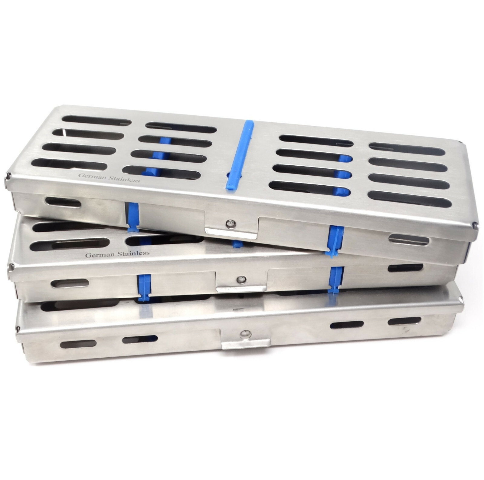 3 Dental Instruments Tray Autoclave Sterilization Cassette Racks Box Hold 5 PCS