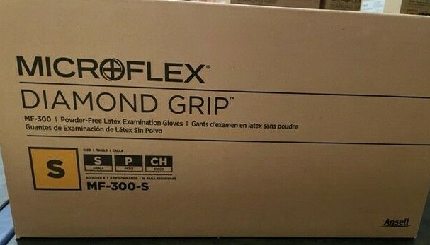 Microflex MF300 Diamond Grip SMALL Disposable Latex White Exam Gloves 1,000pk