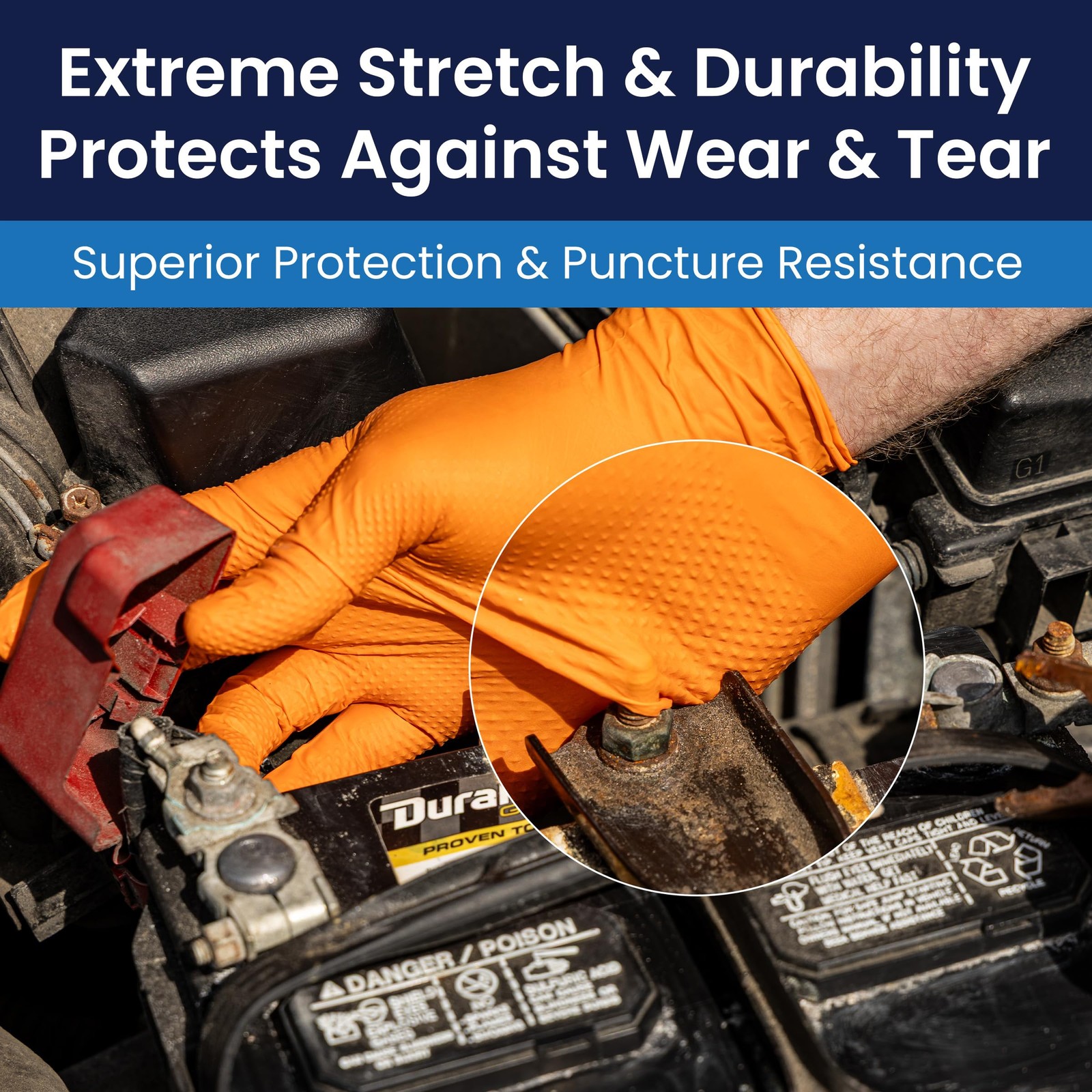 Adenna ProWorks CATCH Nitrile Work Gloves, 9 Mil, Orange, 2X~Large, 90 Pack