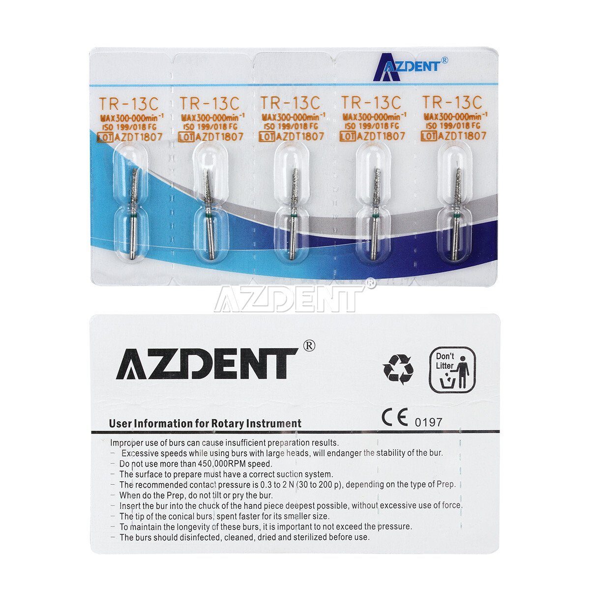 100Pc/200Pc AZDENT Dental Diamond Burs polishing Kit FG for High Speed Handpiece
