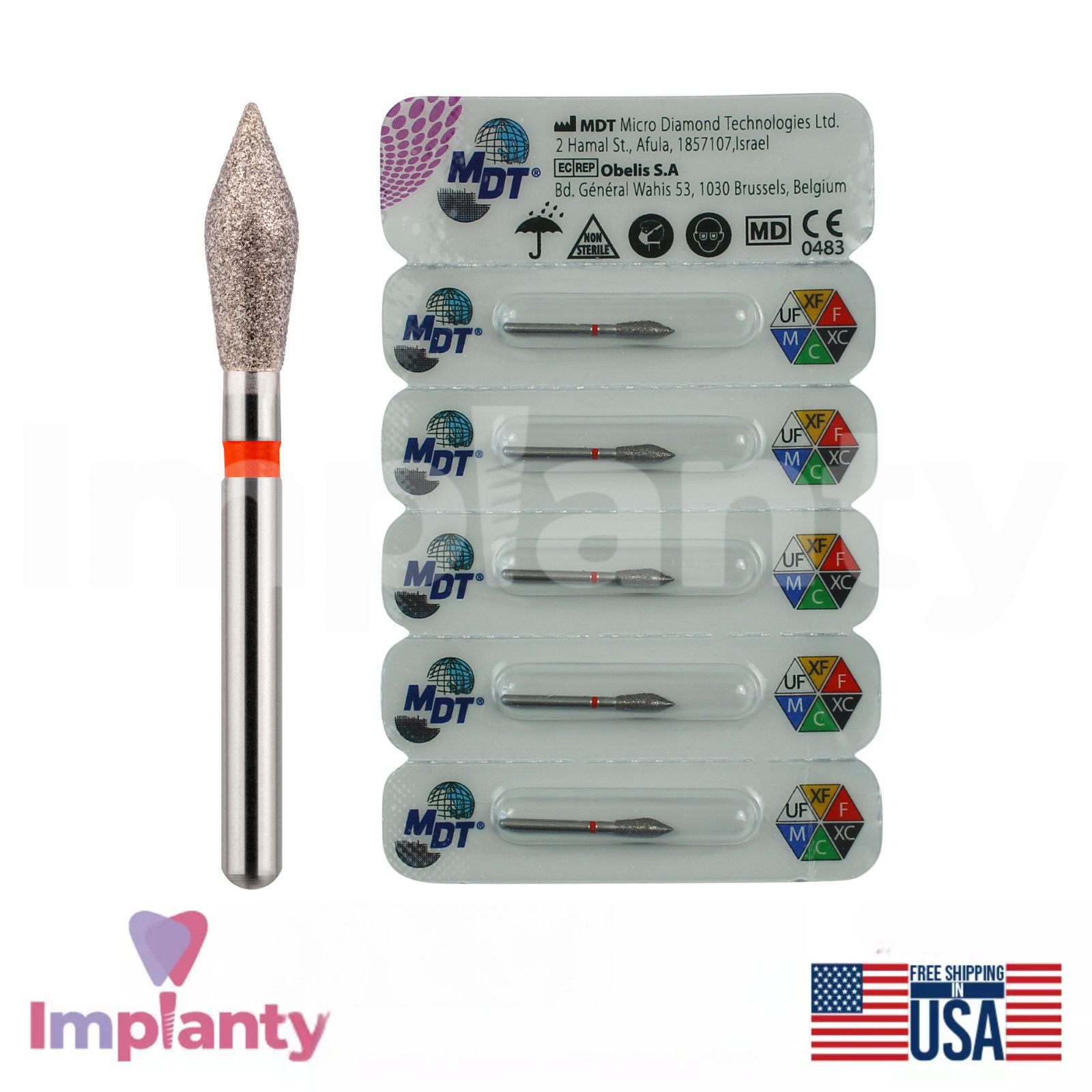 MDT Dental Pointed Bud FG Diamond Burs 033 Contouring Accessing Tight Areas