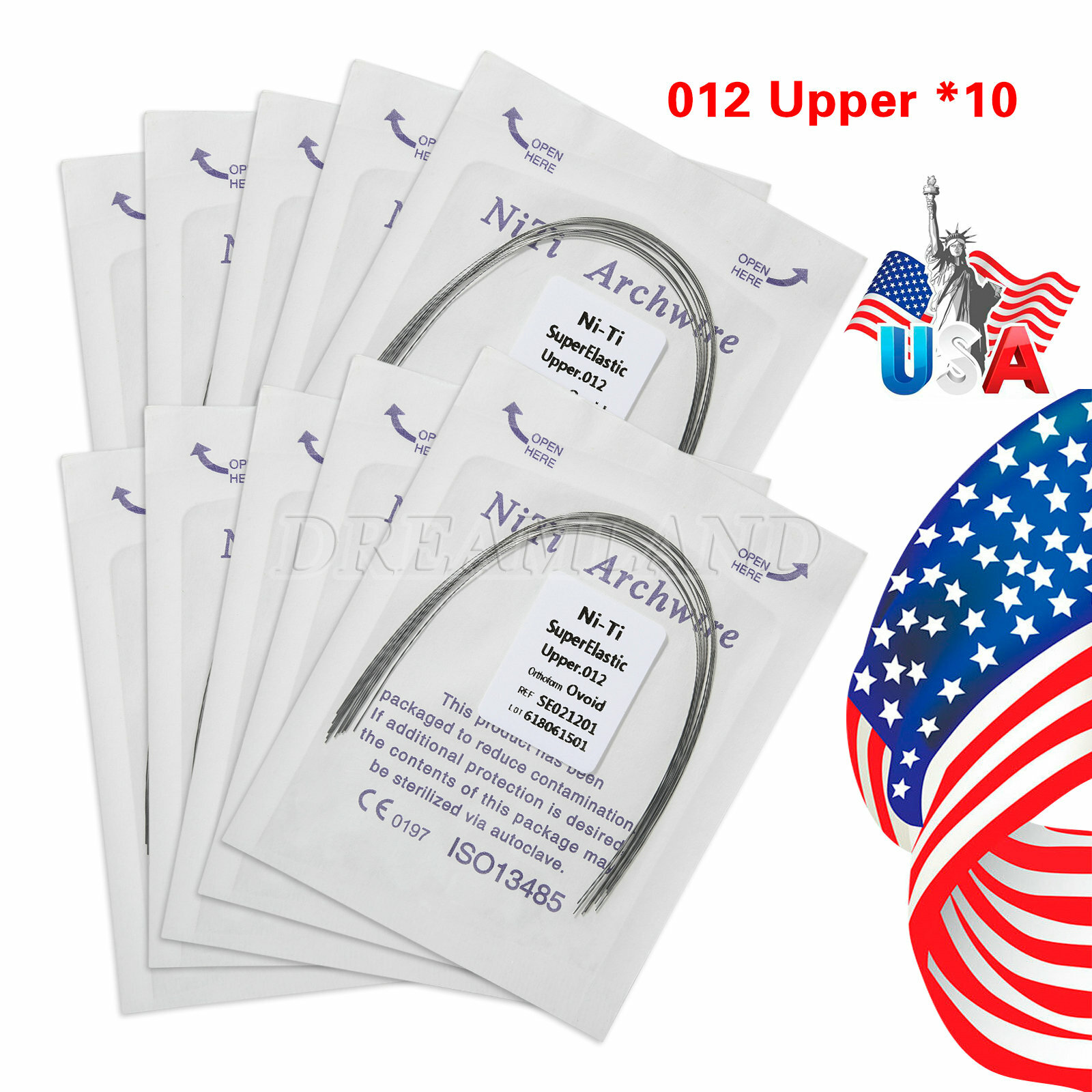 1-10PacksDental Orthodontic Round Arch Wire Super Elastic NITI Ovoid Form Sizes