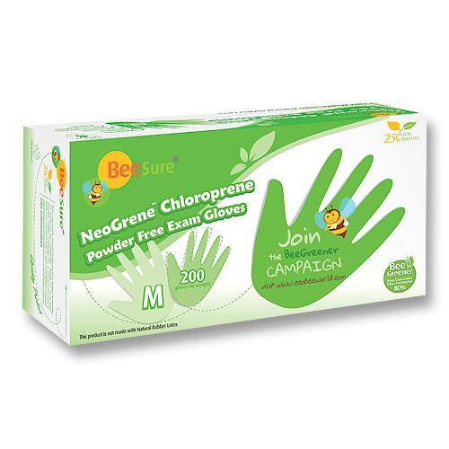BeeSure NeoGrene Chloroprene Small 200/PK Powder Free Exam Gloves