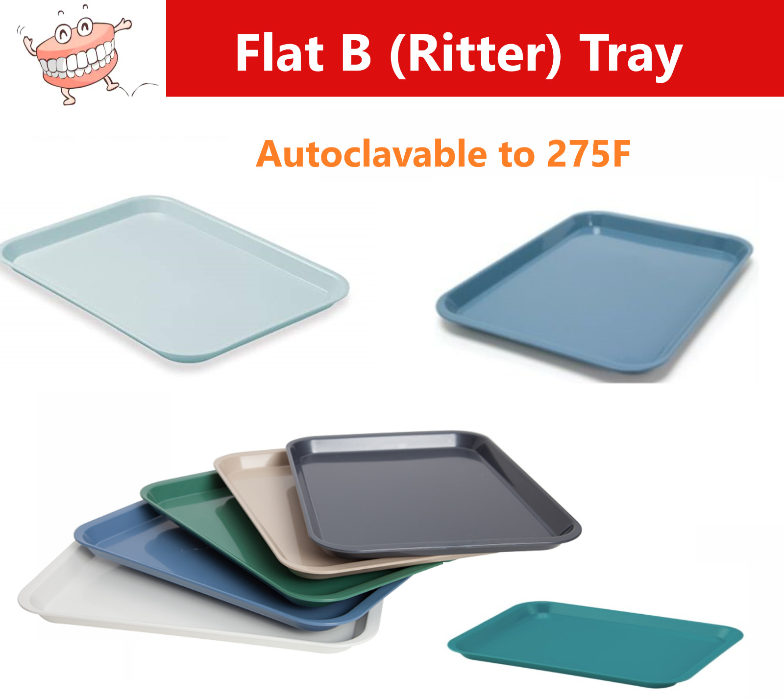 DENTAL SETUP TRAY SIZE B (RITTER) – PLASTIC 13½» x 9⅝» x ⅞», Autoclave to 275F