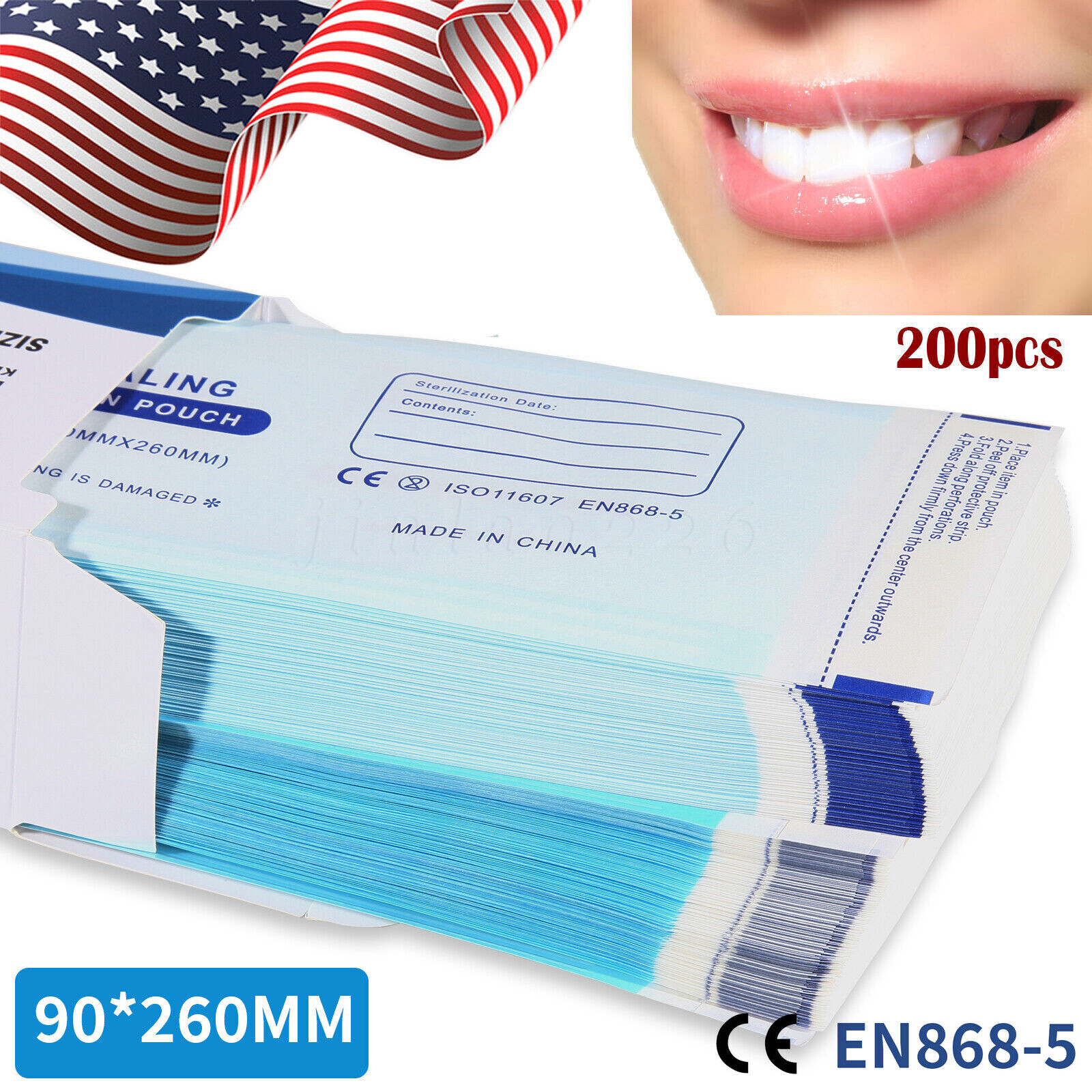 200pcs/Box Self Sterilization Pouches Pouch Autoclave Sterilizer Bags
