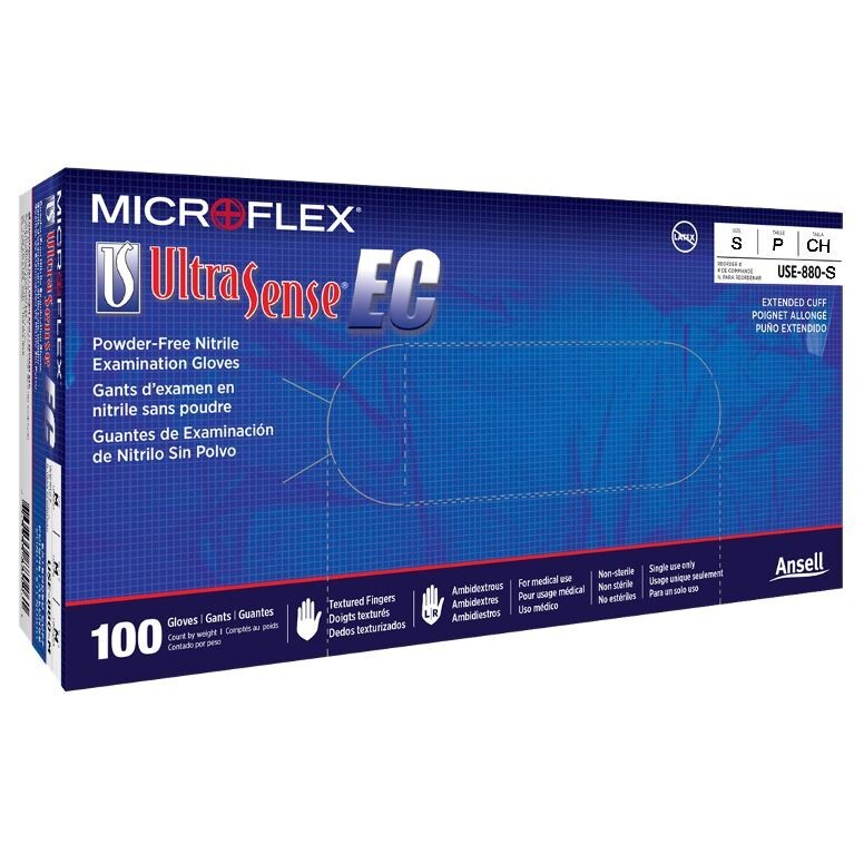 *1,000-Gloves* Microflex Ultra Sense EC PF Nitrile Small Blue USE-880-S