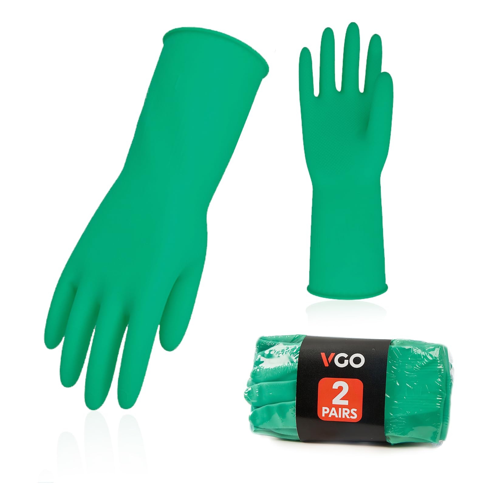 Vgo… 2-Pairs Reusable Household Gloves, Rubber Dishwashing gloves, Extra Th…