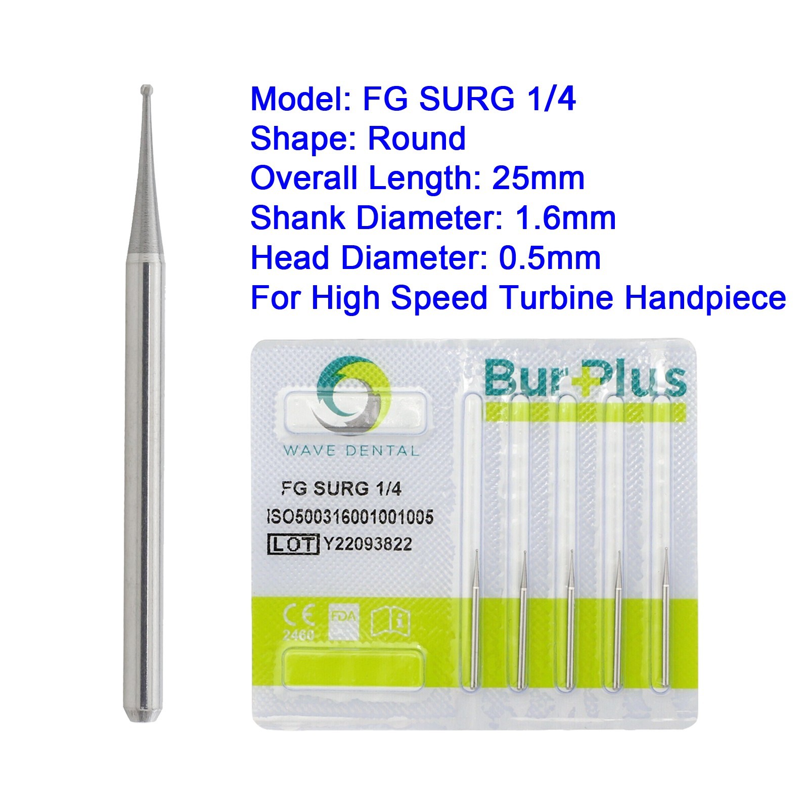 Wave Dental Round Ball Surgical Burs FG SURG 4 6 8 FGOS Long Carbide Burr 25mm
