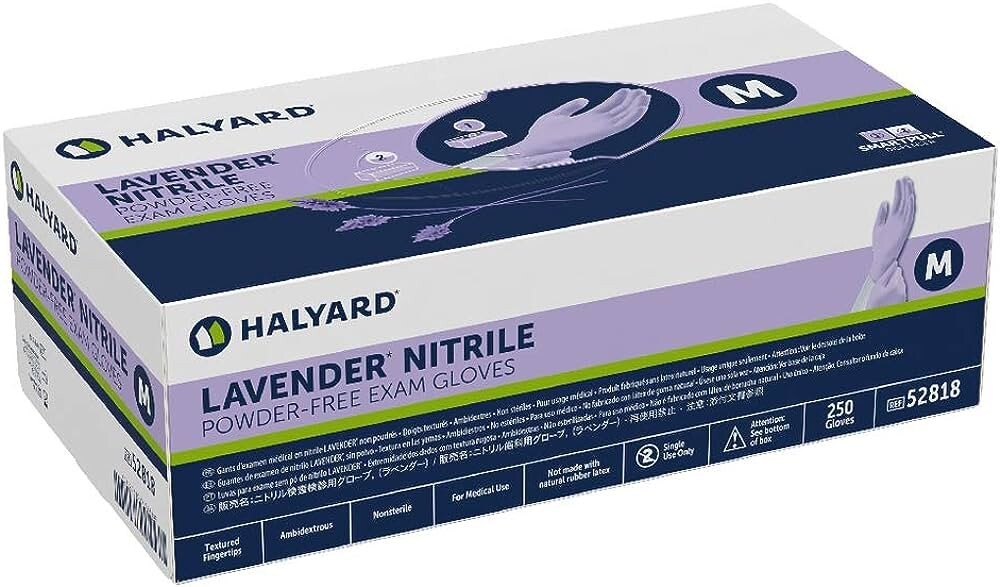 Halyard Lavender Nitrile Exam Gloves 52818 Size Medium Case of 2500