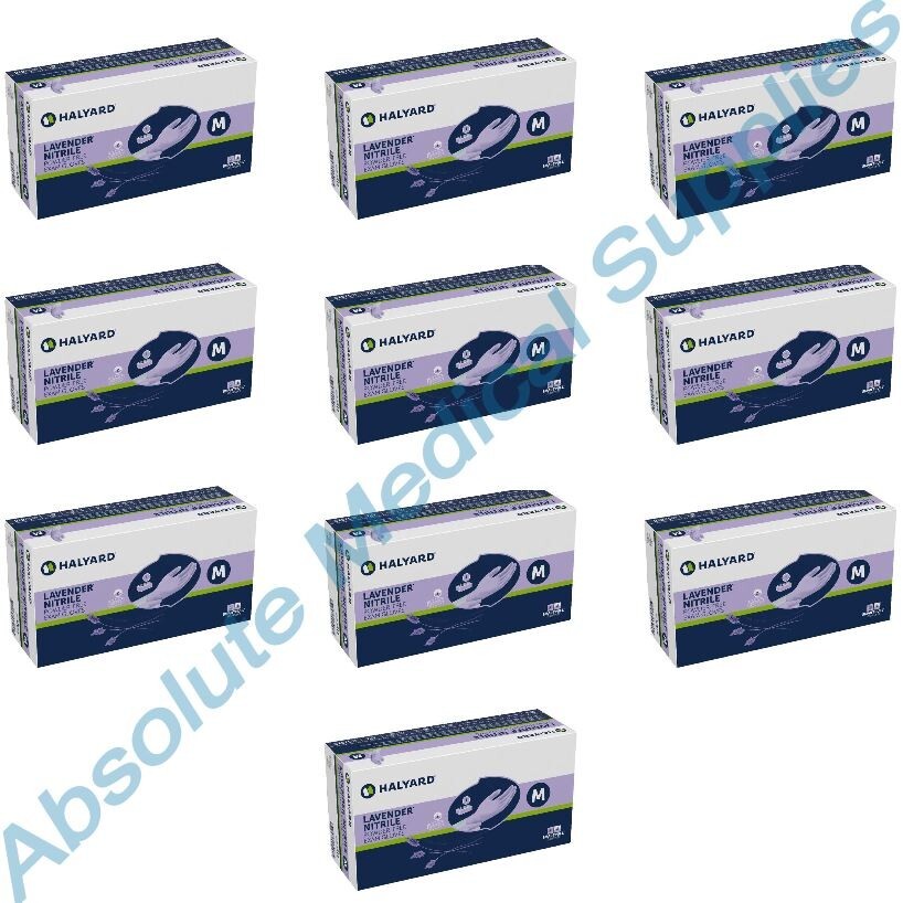*2,500-Gloves* Halyard Lavender Nitrile Powder-Free Exam Medium 52818
