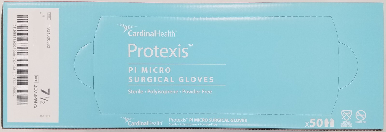*50-Pairs* Cardinal Health Protexis PI Micro Surgical Size-7.5 Gloves 2D73PM75