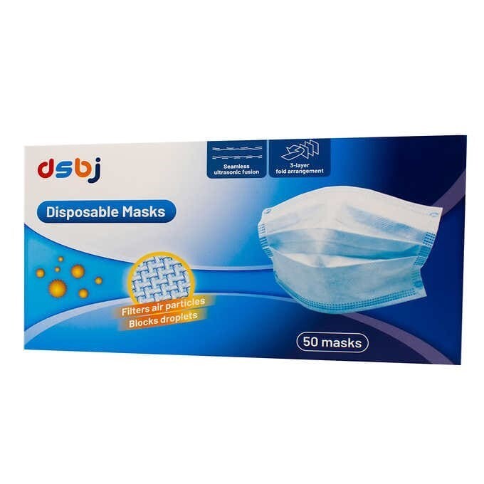 DSBJ 3 Ply Procedural Disposable Face Mask 5×10 Packs (Non-Medical Use)