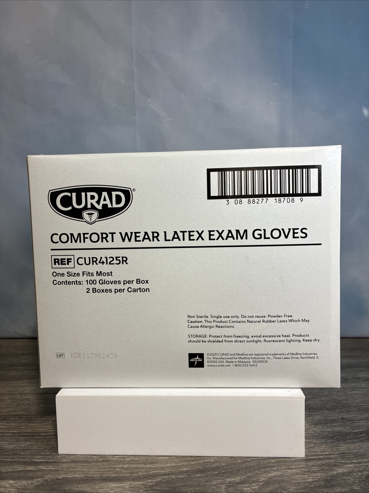 Curad Comfort Wear Latex Exam Gloves Powder-Free One Size 2 Boxes 100 each #S31