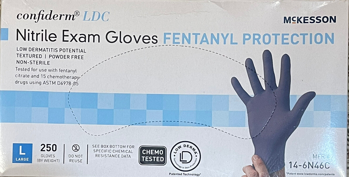 500 (2 x 250) McKesson Confiderm® LDC Nitrile Fully Textured Blue Chemo