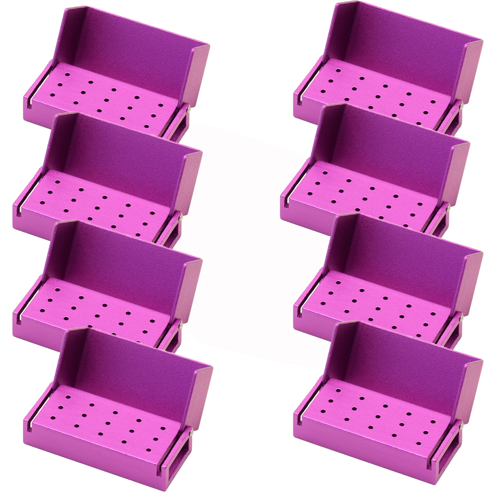 8x ALUMINIUM Dental Bur Burs Holder Block Disinfection Box Autoclave 15 Holes