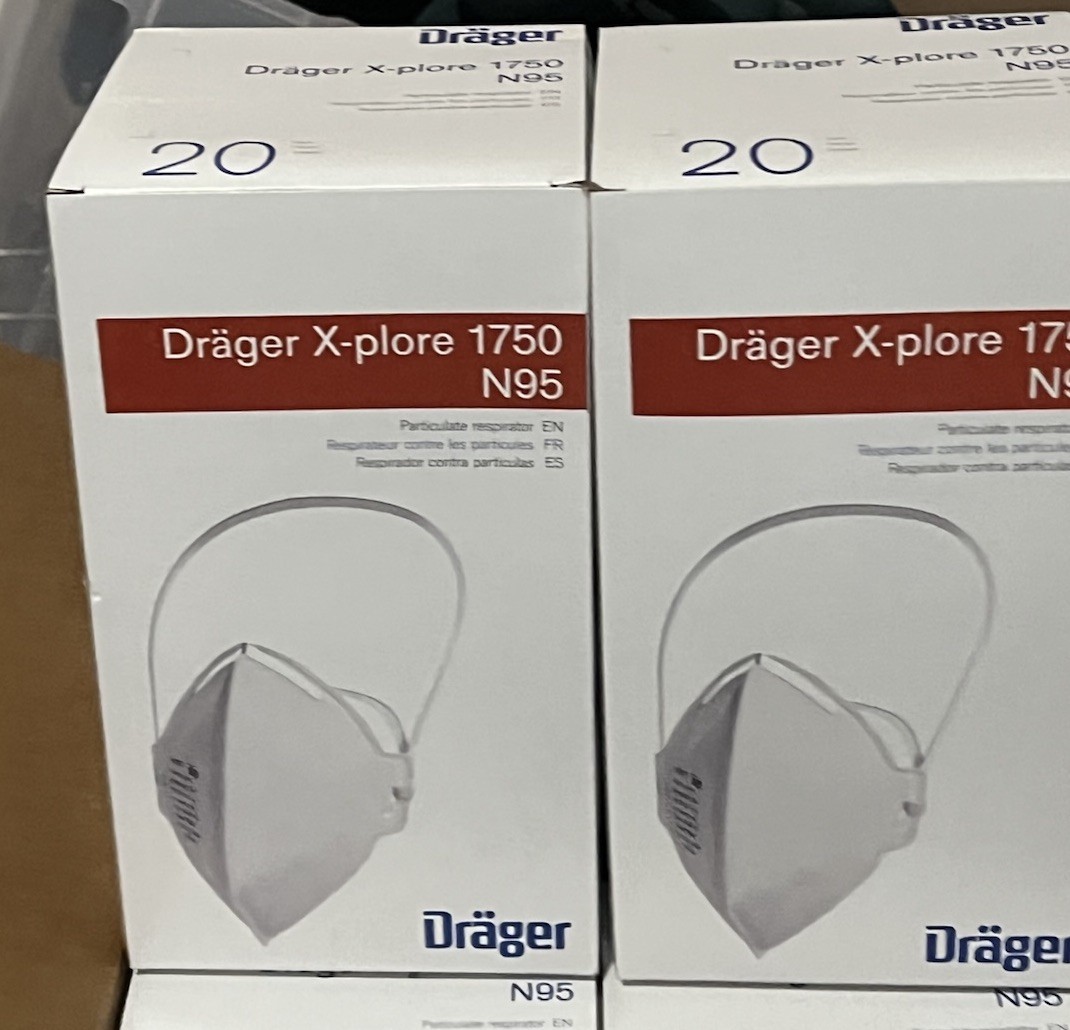 40 Masks Drager X-plore 1750 N95-40ct 2 Boxes 20 Each Brand New In Box 01/2025
