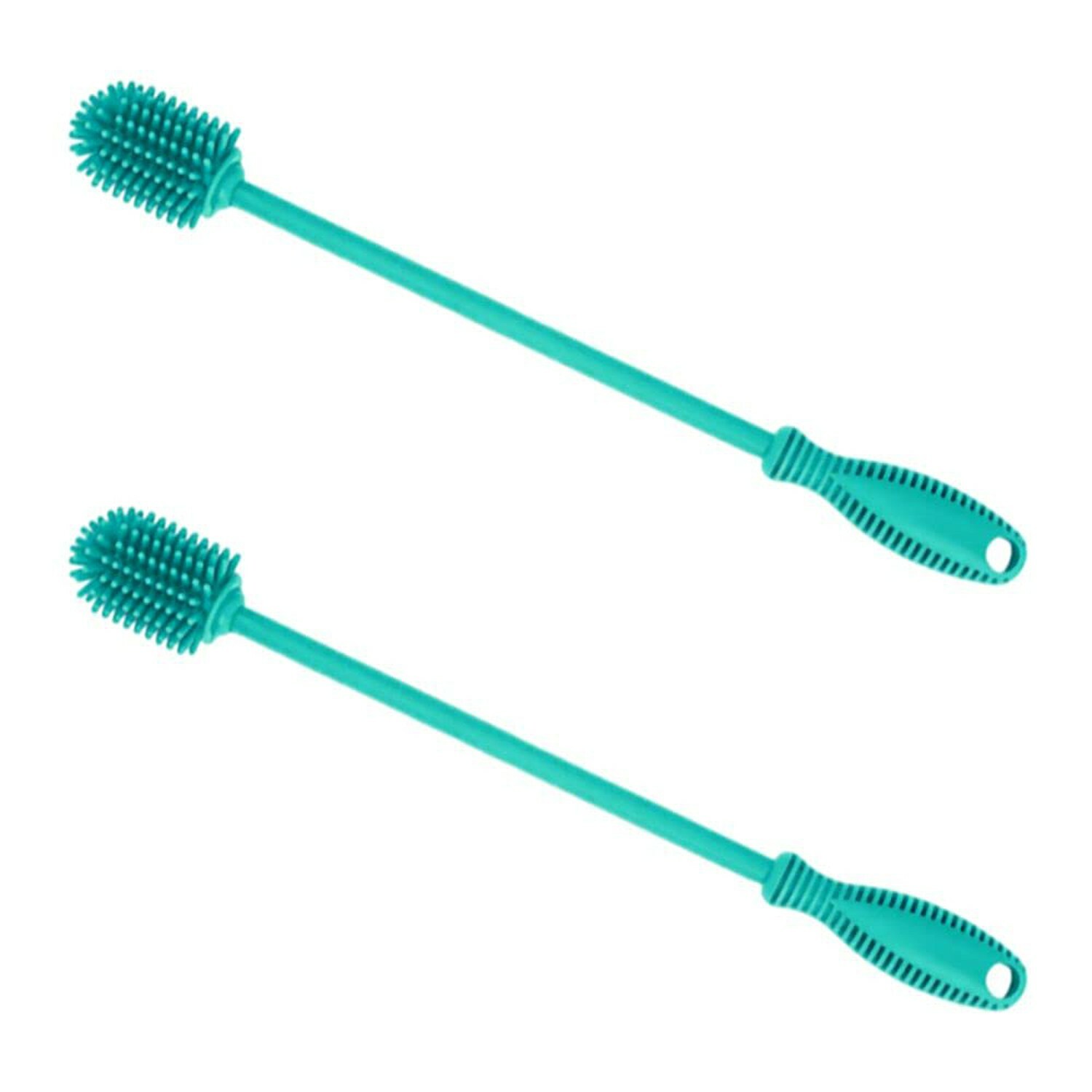Silicone Bottle Brush, Bottle Cleaner, 12.5″, Steel Rod, Cyan (Case of 100)