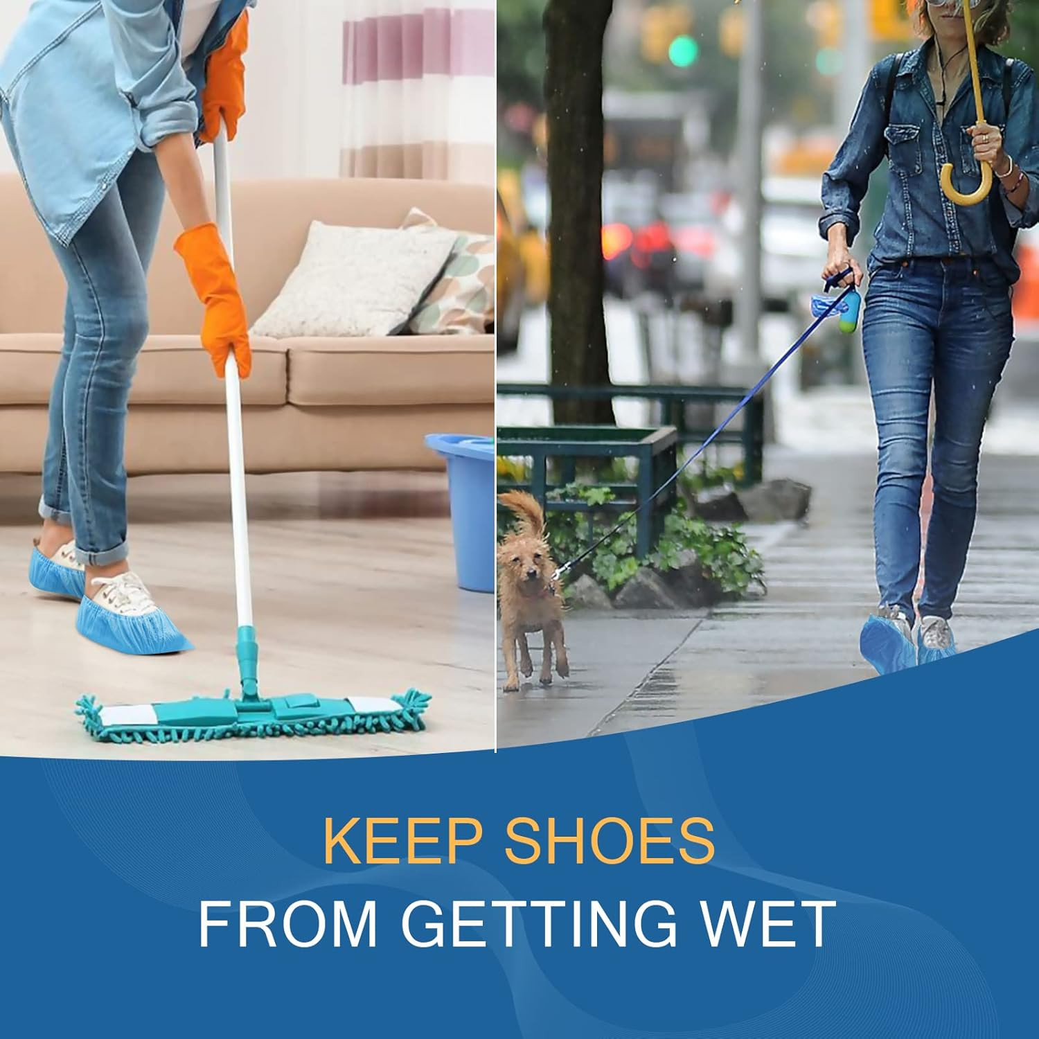 Shoe Covers Disposable Non-Slip for Indoors -100 Pieces (50 Pairs) Waterproof Pr