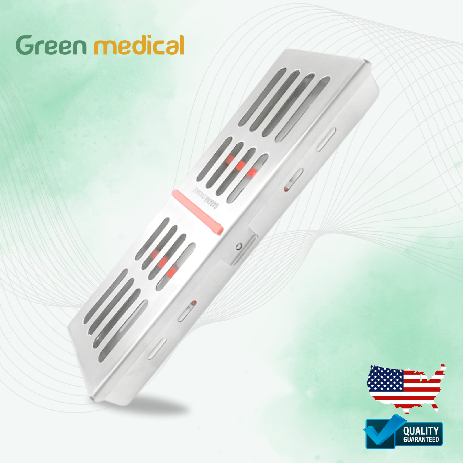 5 Instruments Dental Sterilization Cassette Box, Autoclave Tray, Rack, «Orange»