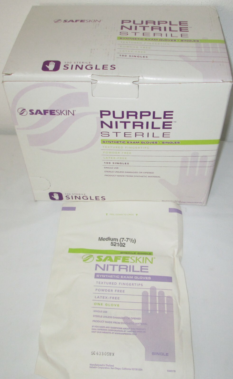 80 Safeskin 52102 Purple Nitrile Sterile Medium Exam Gloves Latex Powder Free