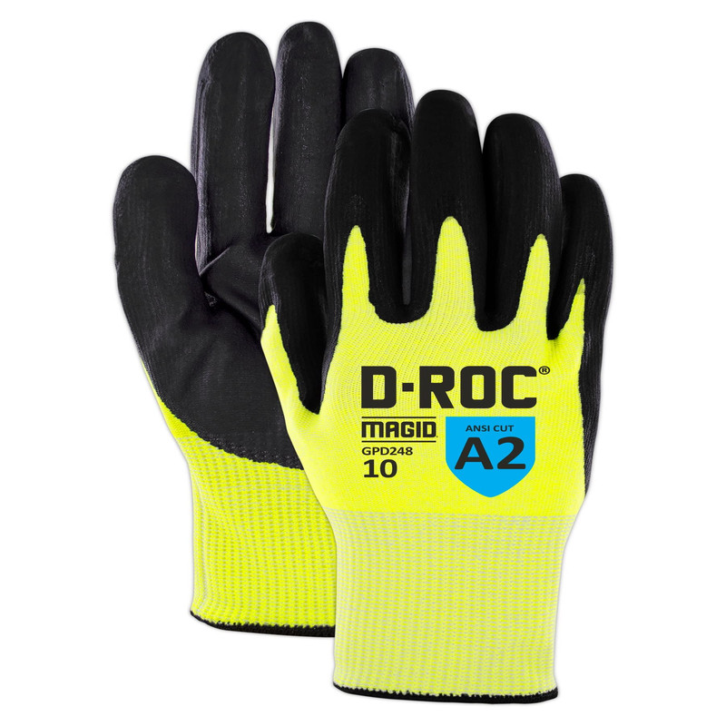 Magid D-Roc Ansi A2 15-Gauge Tritek Palm Coated Work Gloves 12 Pairs Size 10/Xl