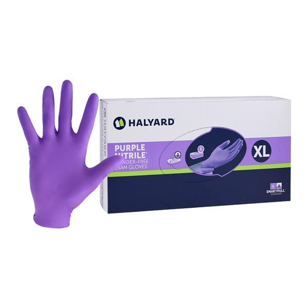 Halyard 55084 Nitrile Exam Gloves Extra Large Non-Sterile Purple PF 100/Bx