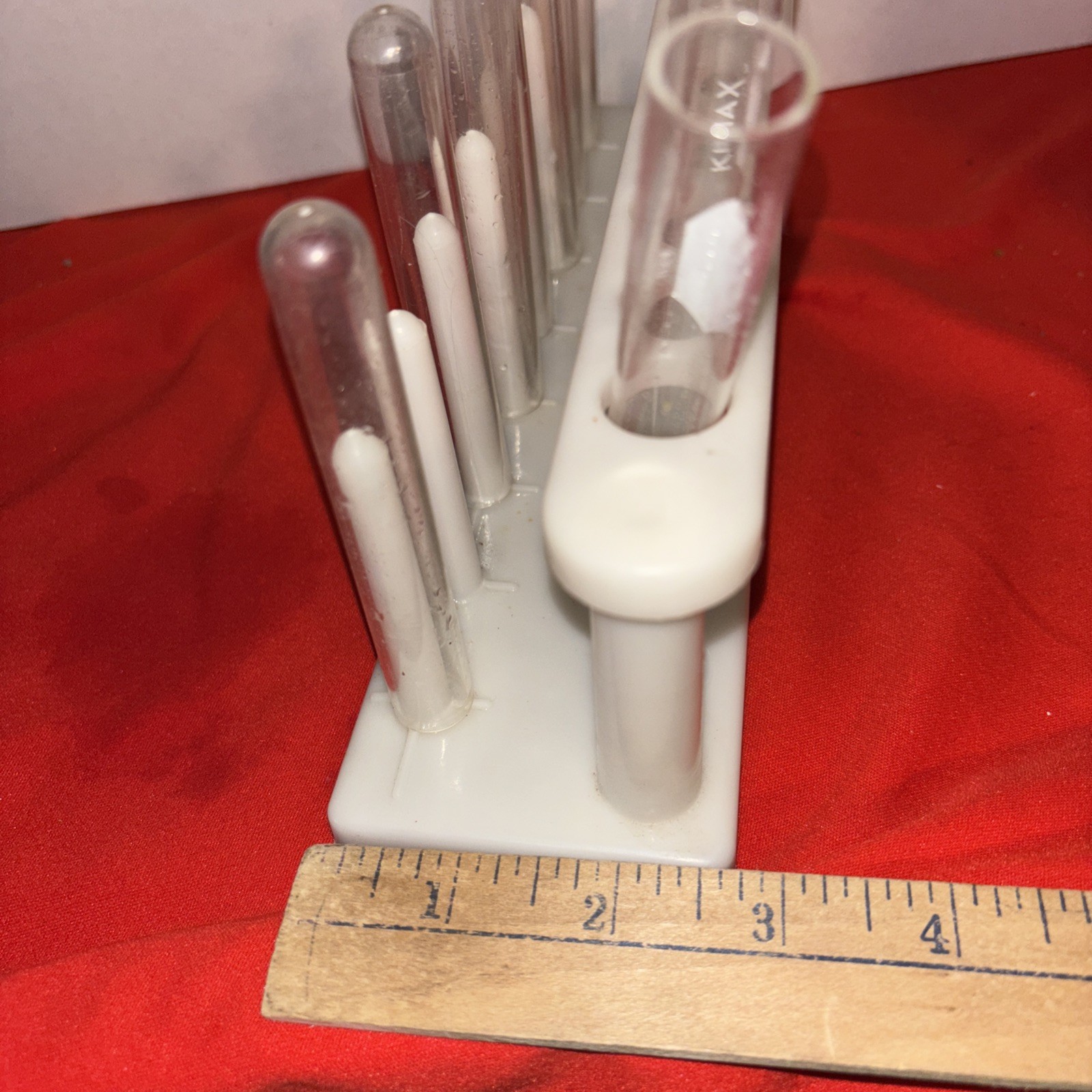 Plastic Test Tube Holder Stand With 9 Glass Tubes – Estate Find