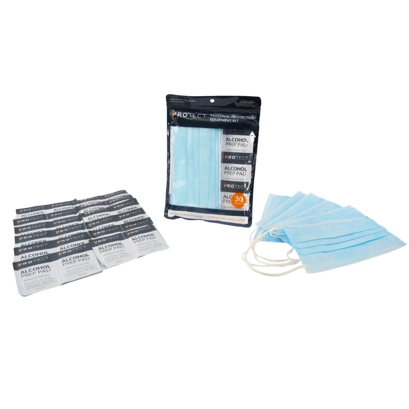 PROtect Personal Protective Equipment PPE Kits (5 Pack) 30 Masks 120 Wipes Total