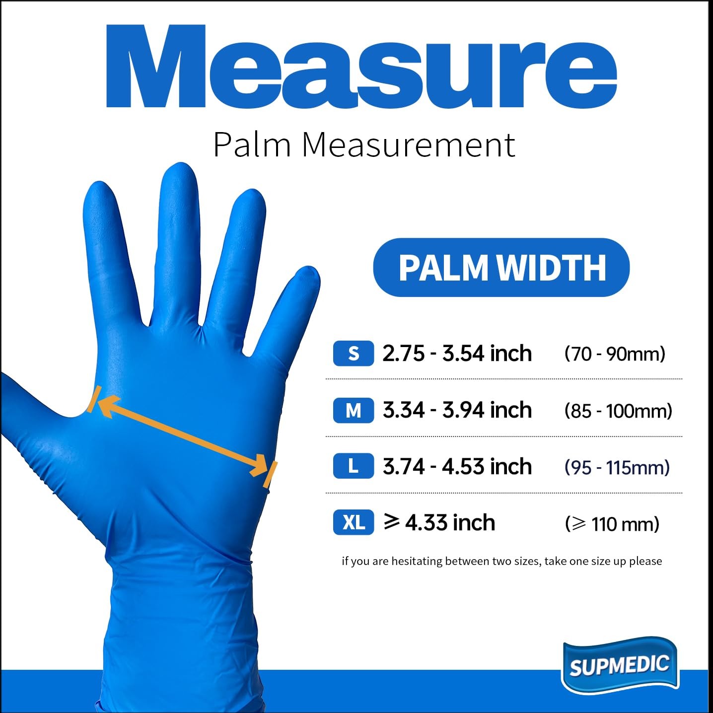 Supmedic Blue Nitrile Exam Gloves, 5 mil Powder-Free Chemo-Rated Food Safe
