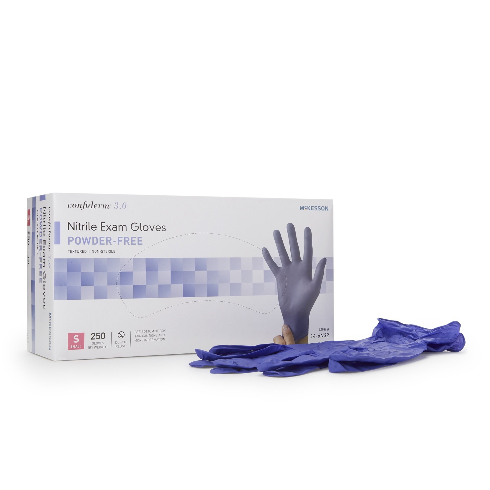 McKesson Confiderm 3.0 Nitrile Exam Glove Standard Cuff Length SMALL 250 per Box