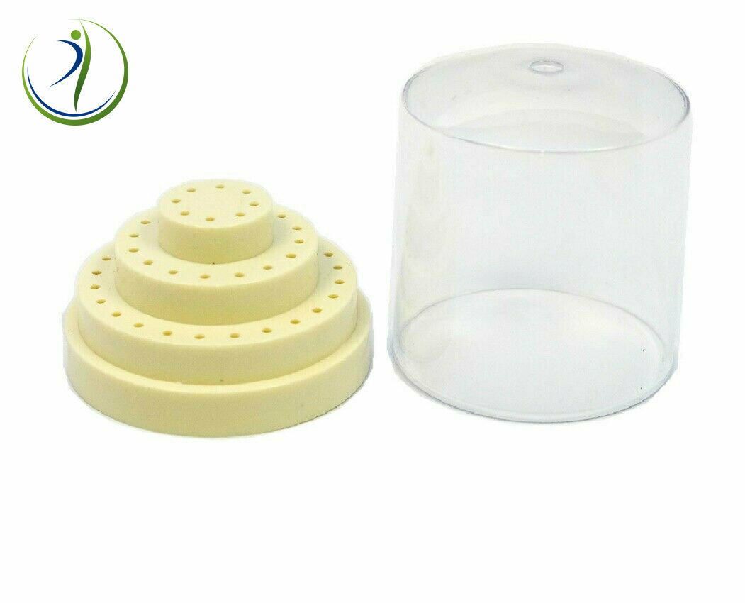 Dental Lab Jewelry Bur Bit Block Station Holder Plastic Lid Holds 48 HP 3/32″