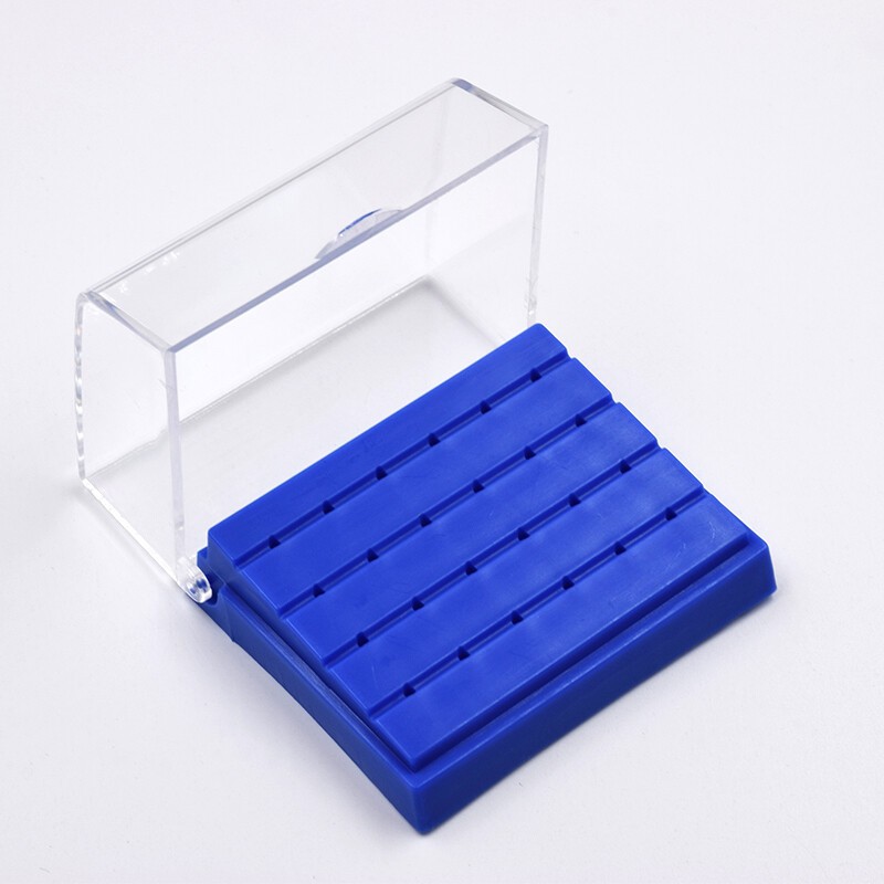 24 Holes Dental High Speed Plastic Holder Burs Block Case Box Yellow/White/Blue