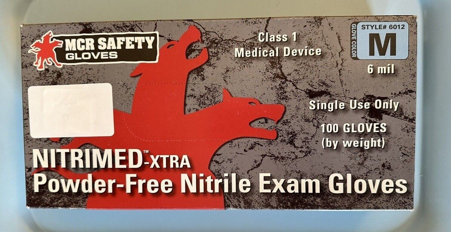 MCR Safety Gloves Style 6012     6 mil Disposable Gloves  ( 100 PK )  1 BOX  NEW