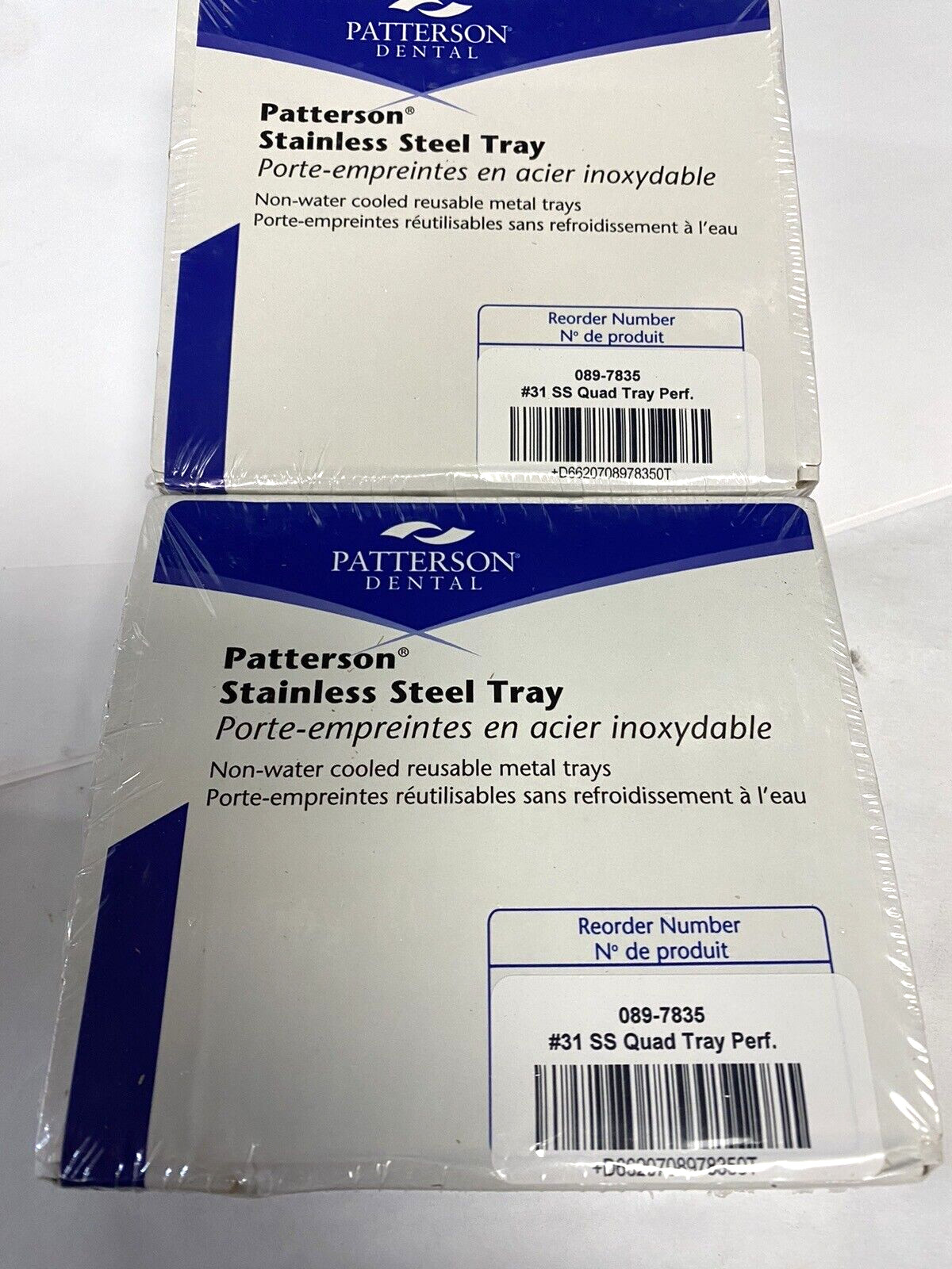 Qty 2 – Patterson 089-7834 Stainless Steel Tray #31 SS Quad Tray Perforated