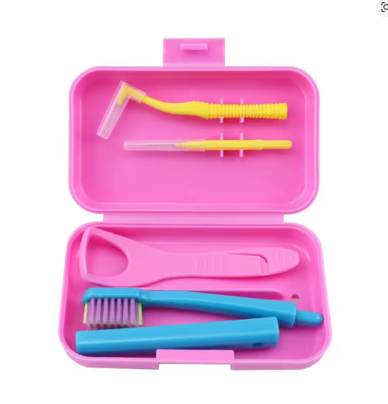 Set x 5 or 10 Orthodontic Cleaning Kit Portable Oral Care Travel toothbrush