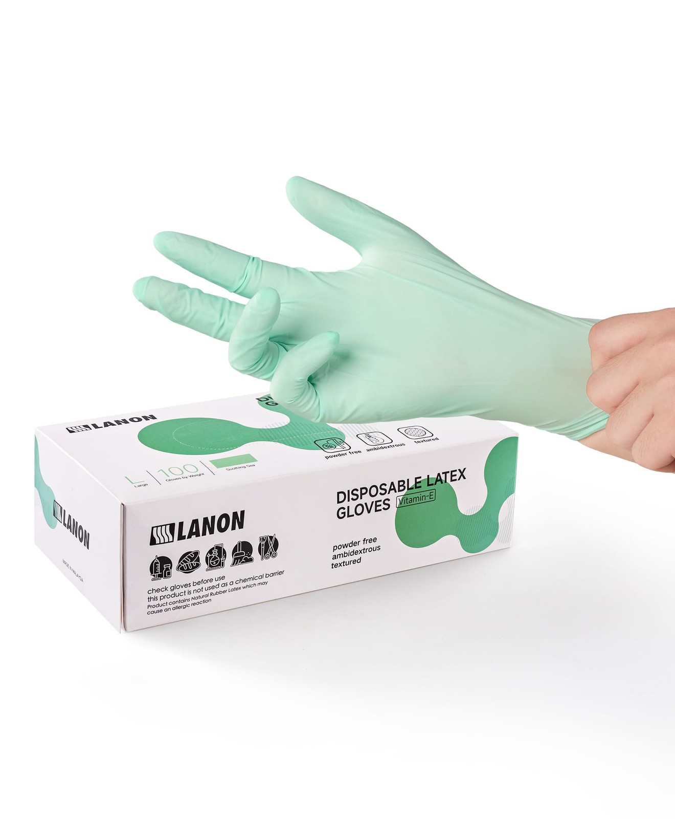 Disposable Gloves 5 mil Vitamin-E Coated Green Medium Food-Contact Grade
