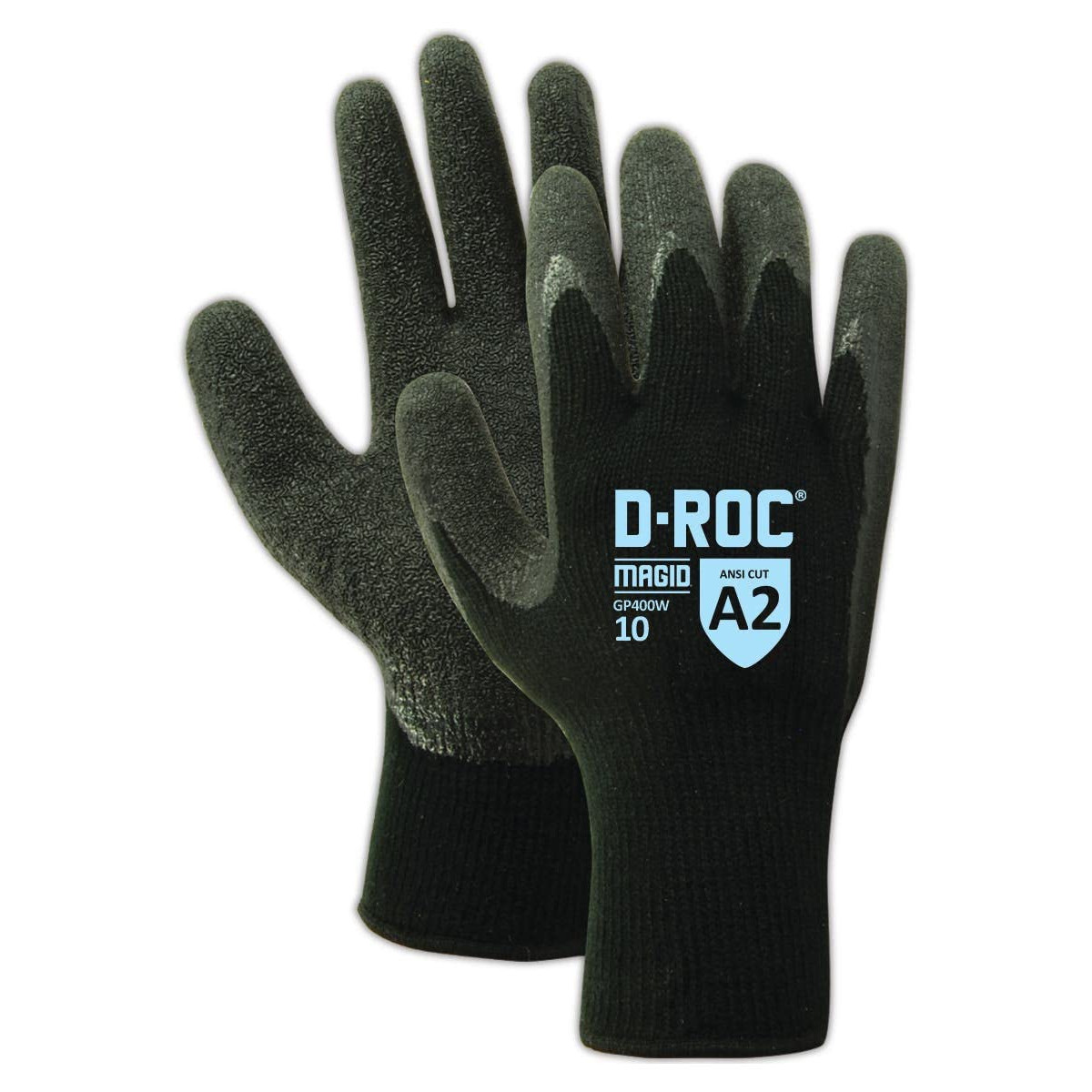 Magid D-Roc Ansi A2 Thermal Latex Palm Coated Work Gloves 5 Pairs Gp400W