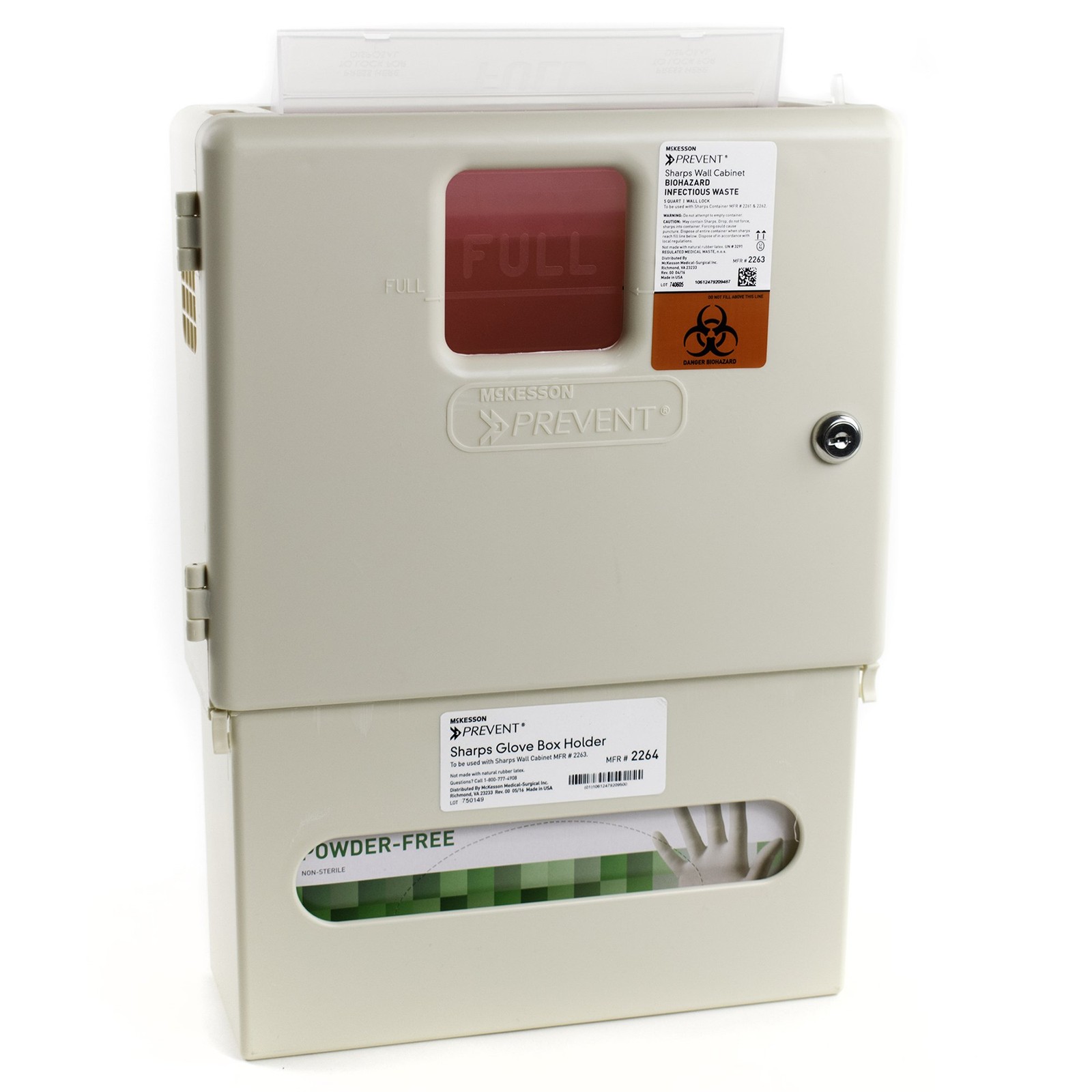McKesson Prevent Sharps Container Cabinet / Wall Enclosure with Glove Box