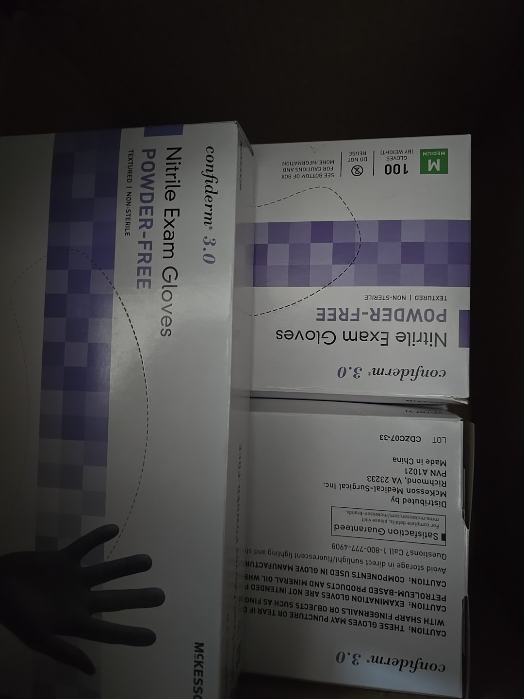 NINE BOXES (9), McKesson Confiderm Nitrile Exam Glove – 100 per Box