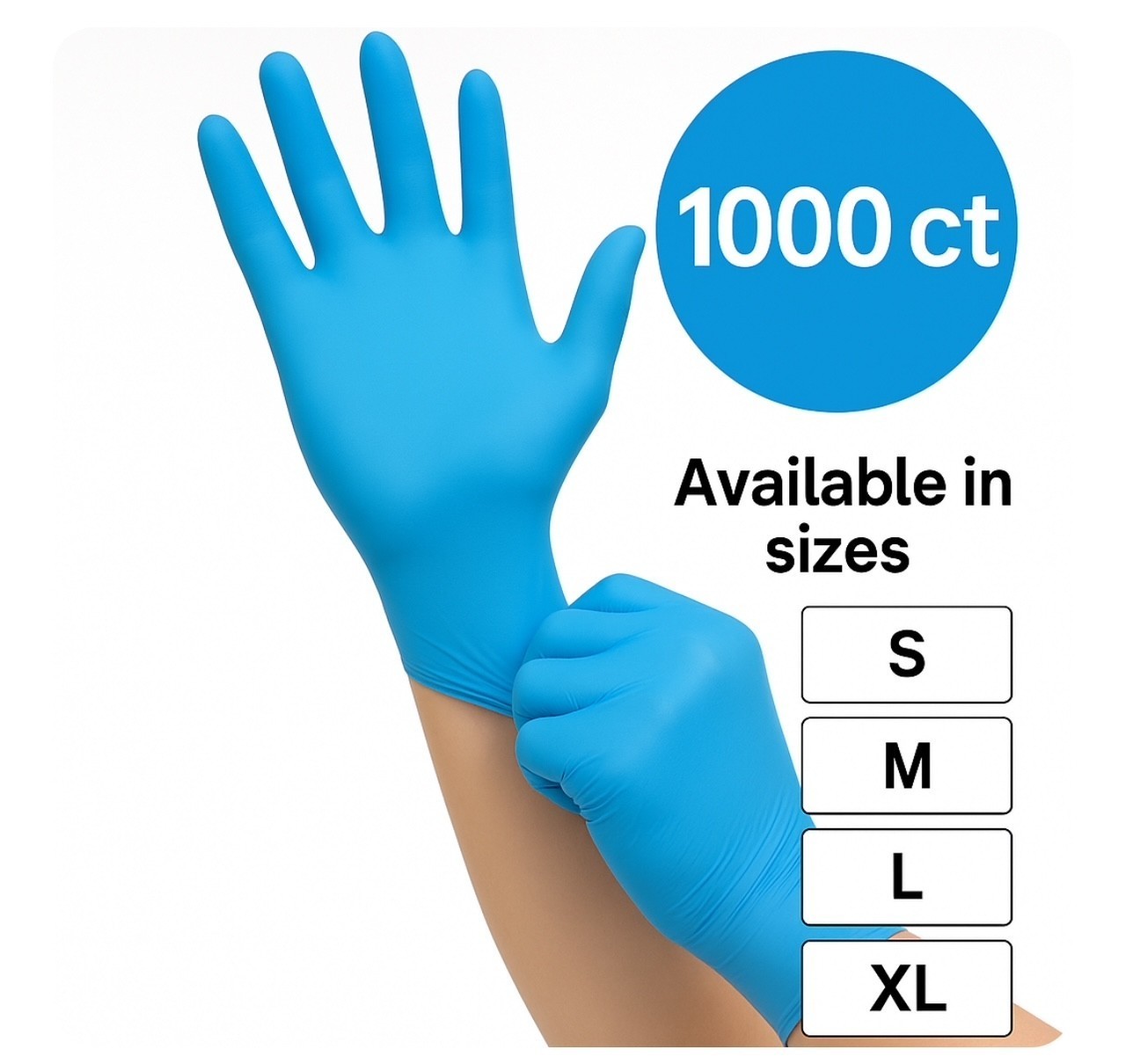 1000 ct Blue Nitrile Disposable Gloves Powder Free