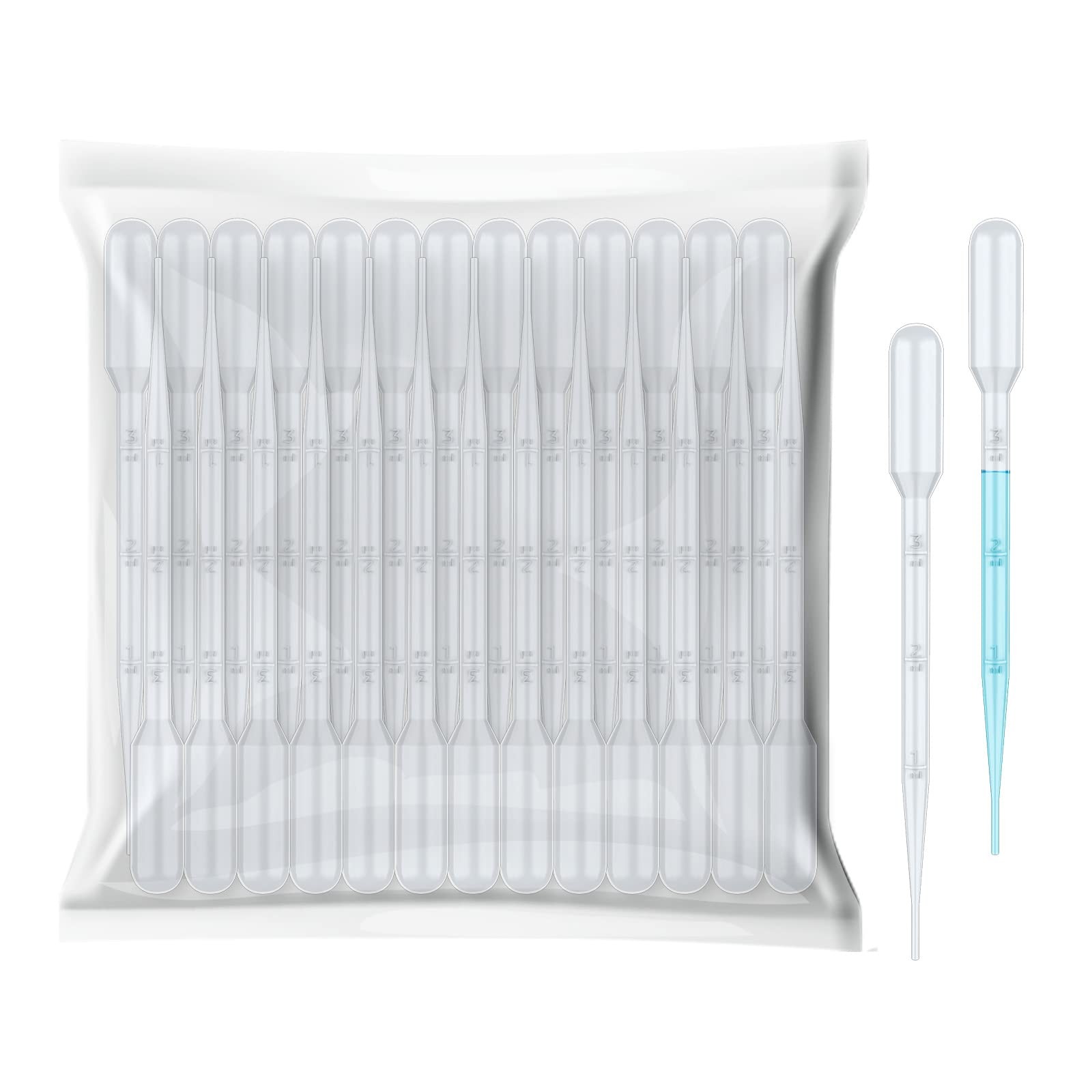 100 PCS 3ML DISPOSABLE TRANSFER PIPETTES CALIBRATED PLASTIC DROPPER SET