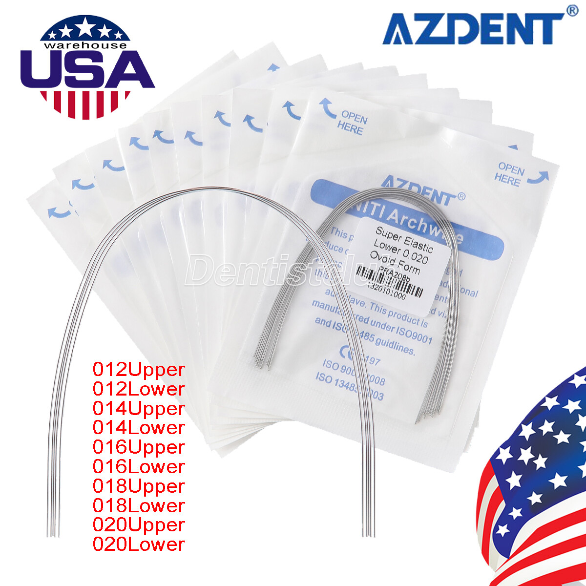 10X AZDENT Dental Orthodontic Super Elastic Niti Round Arch Wire Ovoid Form USA