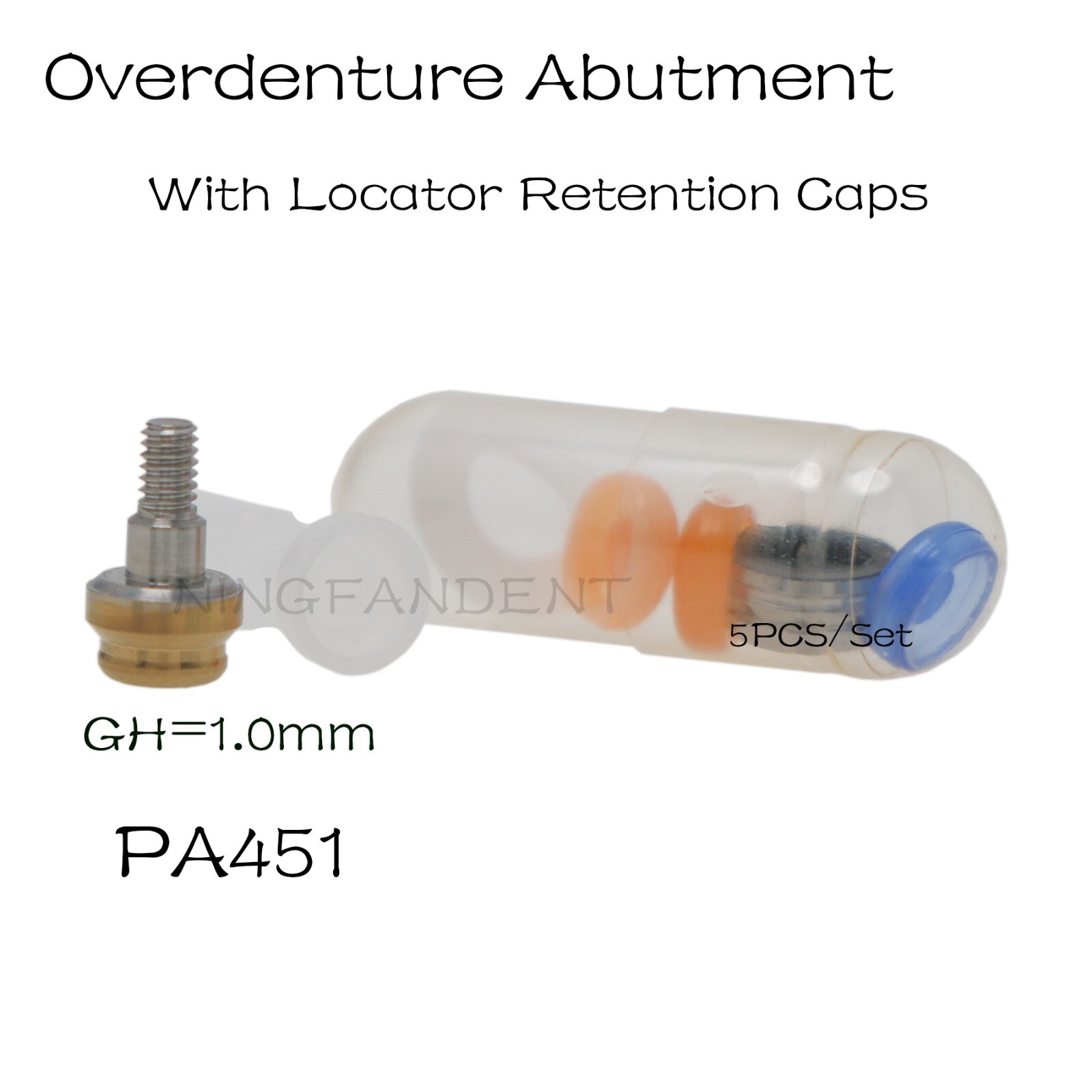 Locator Abutment Zimmer Screw-Vent 4.5mm Dia 1-5mm GH Male Caps Implant Screws