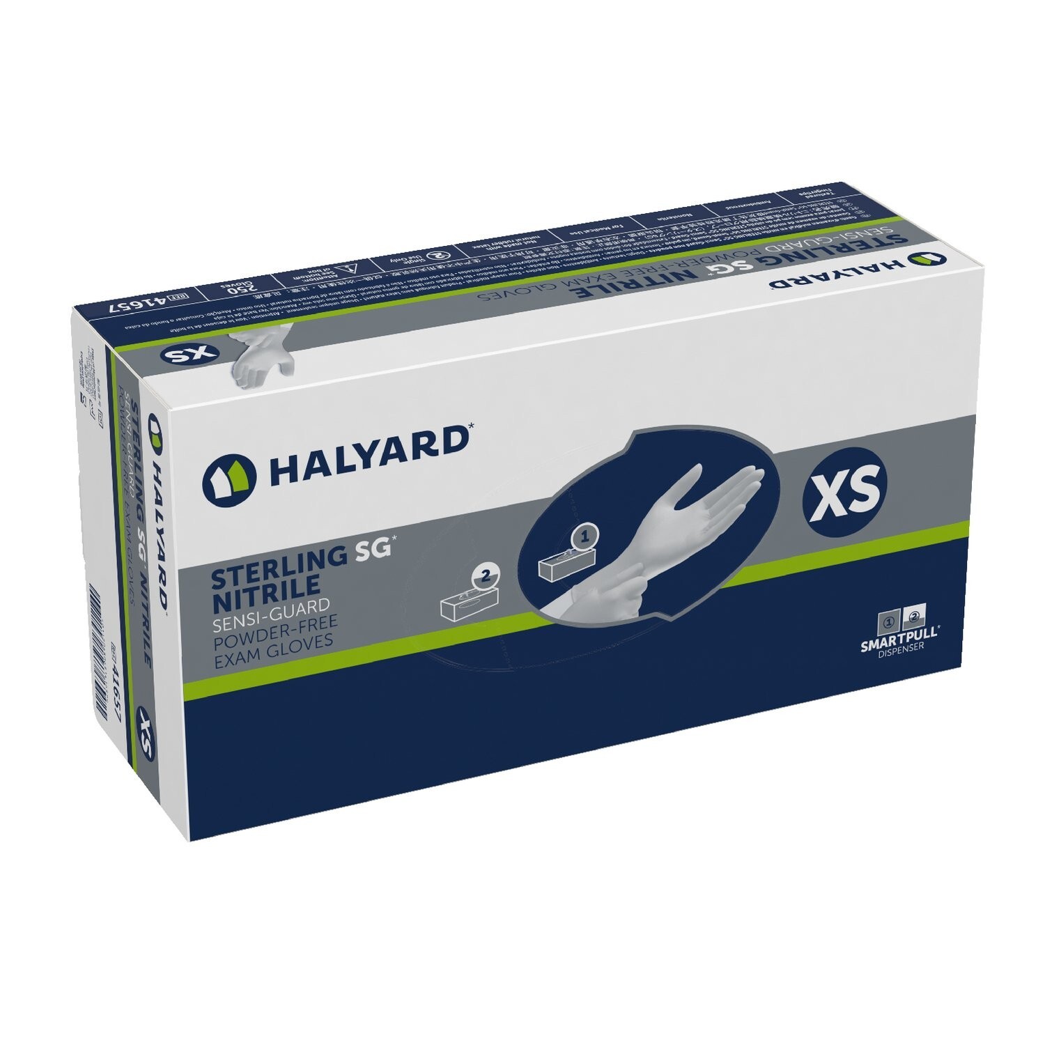 *250-Gloves* Halyard Sterling SG Sensi-Guard PF Nitrile Medical X-Small 41657