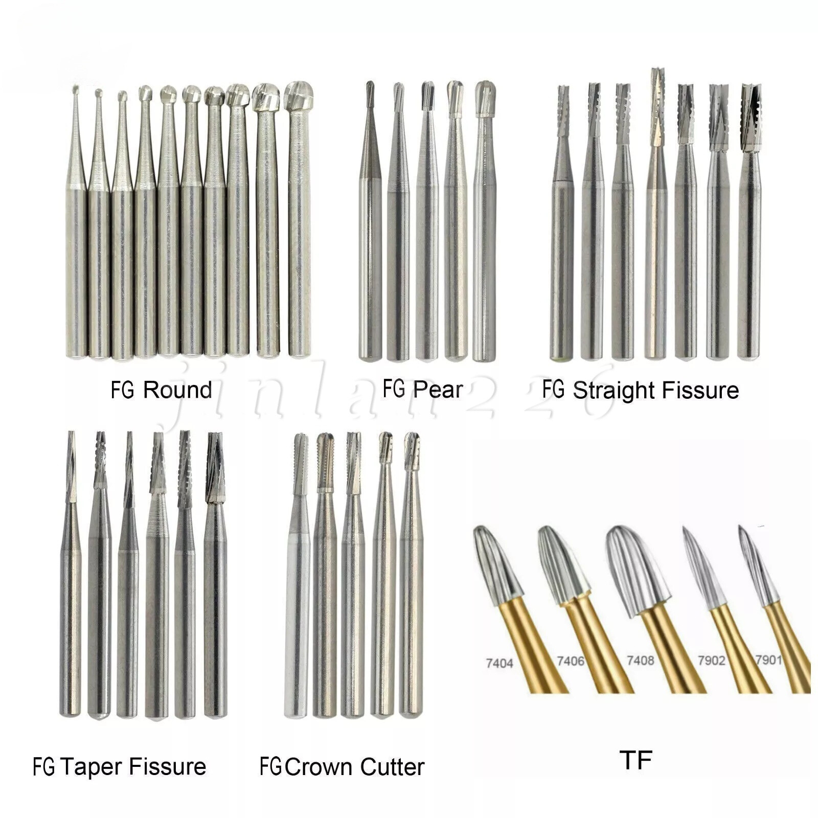 Dental Tungsten Carbide Burs Trimming & Finishing &Polishing FG Round High Speed