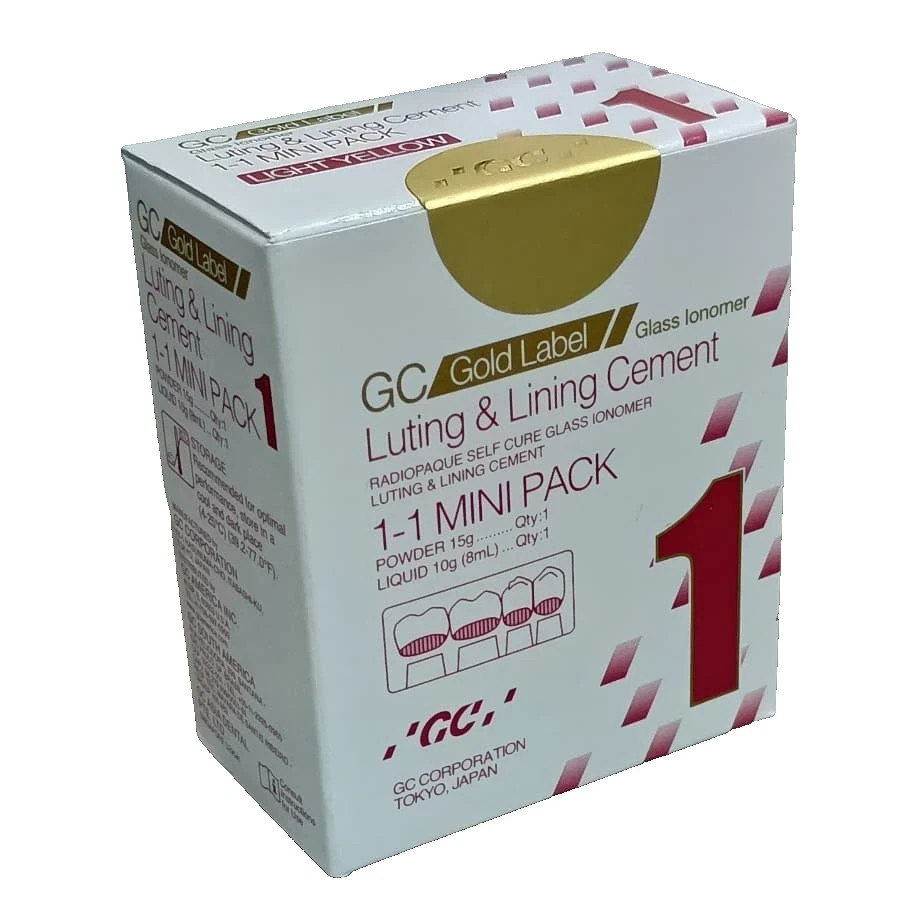 New GC Fuji 1 Gold Label Type 1 Radiopaque luting Glass Ionomer Cement Mini Kit)