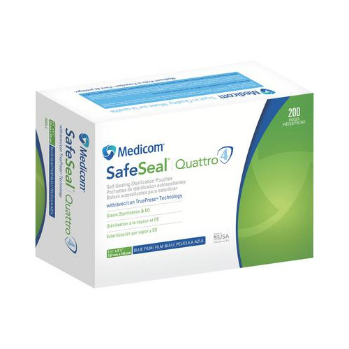 Medicom 88020 SafeSeal Quattro Sterilization Pouches 5.25″ X 6.5″ 200/Bx