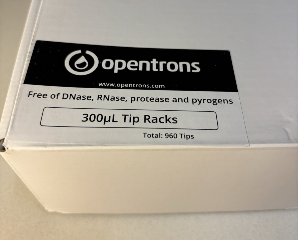 OPENTRONS OT-2 300uL TIP RACKS BOX of 10 (960 TIPS) Free of Dnase/Rnase
