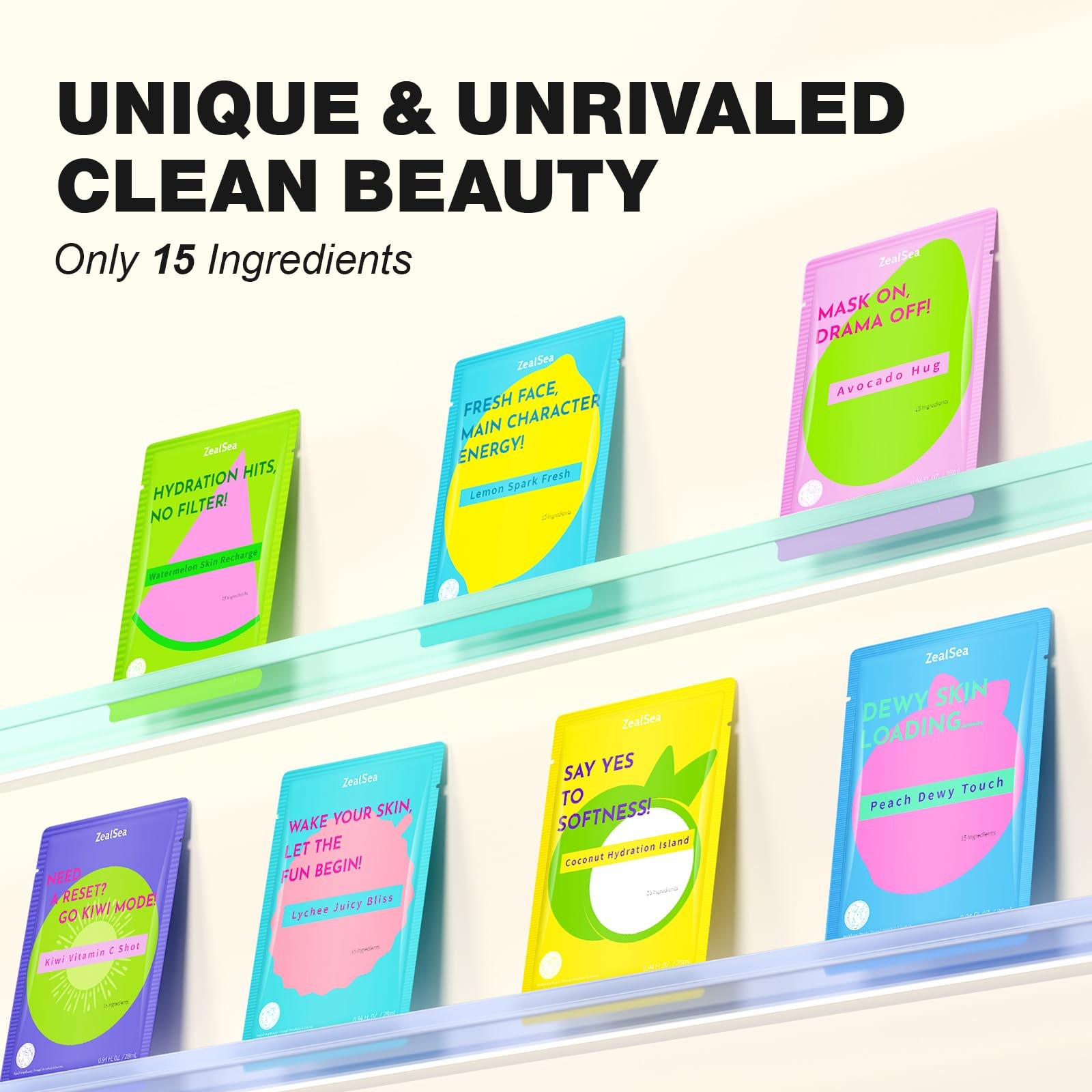 ZealSea Clean Beauty Face Masks – 15-Ingredient Sheet Mask Pack