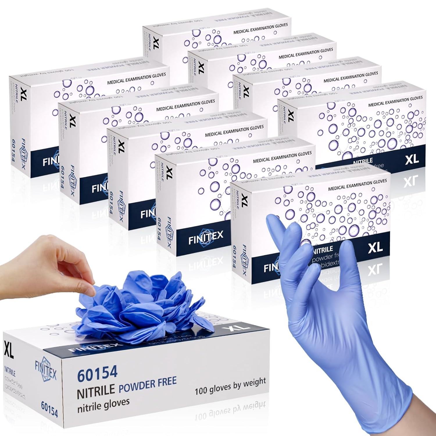 Powder Free Nitrile Exam Gloves Medical Grade Latex Free Gloves 1000 Pieces